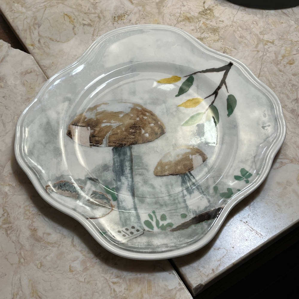 Anthropologie Rebecca Rebouche Patch of Shade Mushrooms Curious Deciduous Plate - Picture 5 of 8